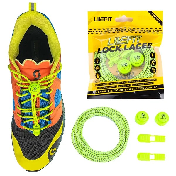 Dây giày thông minh phản quang 3 vạch LiveFit Lock Laces không cần buột I vừa với mọi loại giày I Chất liệu dây Nylon bền chắc với thời gian