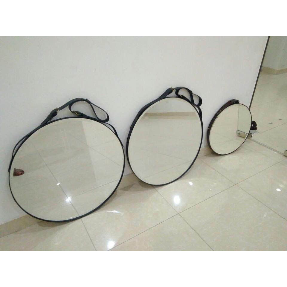 GƯƠNG DÂY DA D40CM, d50CM, D60CM SIÊU SÁNG - d40cm, d50cm, d60cm - đen, trắng, vàng bò, nâu