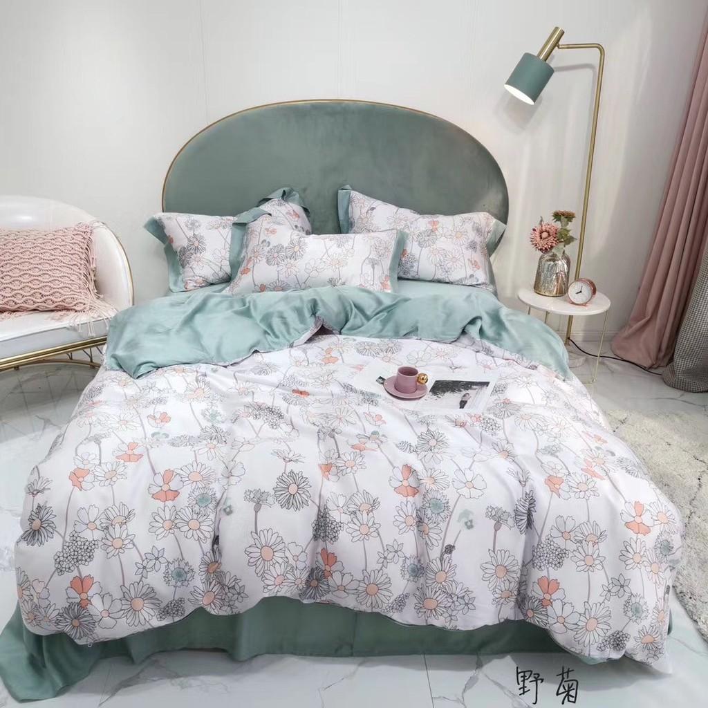 Bộ chăn ga gối Tencel 60S cao cấp họa tiết