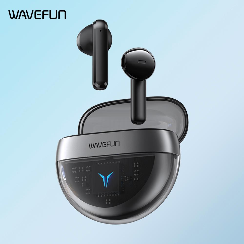 Tai nghe Bluetooth Wavefun T200 Tai nghe không dây Tai nghe có độ trễ thấp Chế độ chơi trò chơi ENC Giảm tiếng ồn Super Bass Pods Màu sắc: Đen