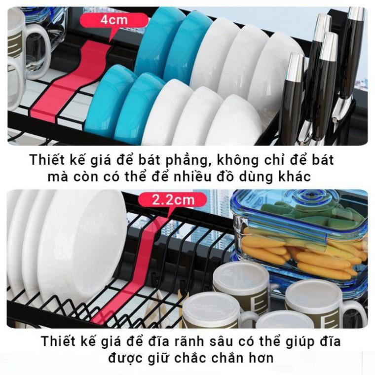 Kệ Chén Bát Nhà Bếp Đa Năng 2 Tầng Đặt Trên Bồn Rửa Sơn Tĩnh Điện chống gỉ