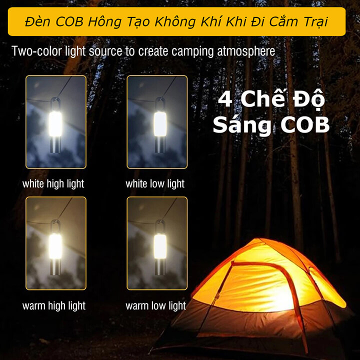 Đèn pin mini siêu sáng cầm tay 8 chế độ Zoom xa gần, chống nước có móc treo tiện lợi, Đèn led cắm trại dã ngoại-H20