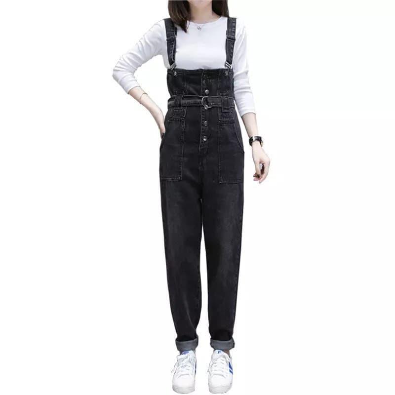 Quần yếm jean dài nữ, dây phối kiểu mới vải jean mịn, không nhăn, mẫu mới nhất năm d6