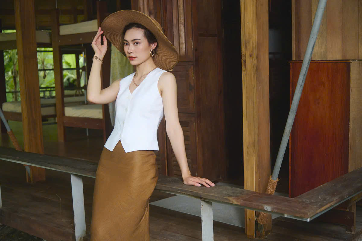 Áo Vest Gilet Linen Trắng An Nam TOP203 thời trang Hity