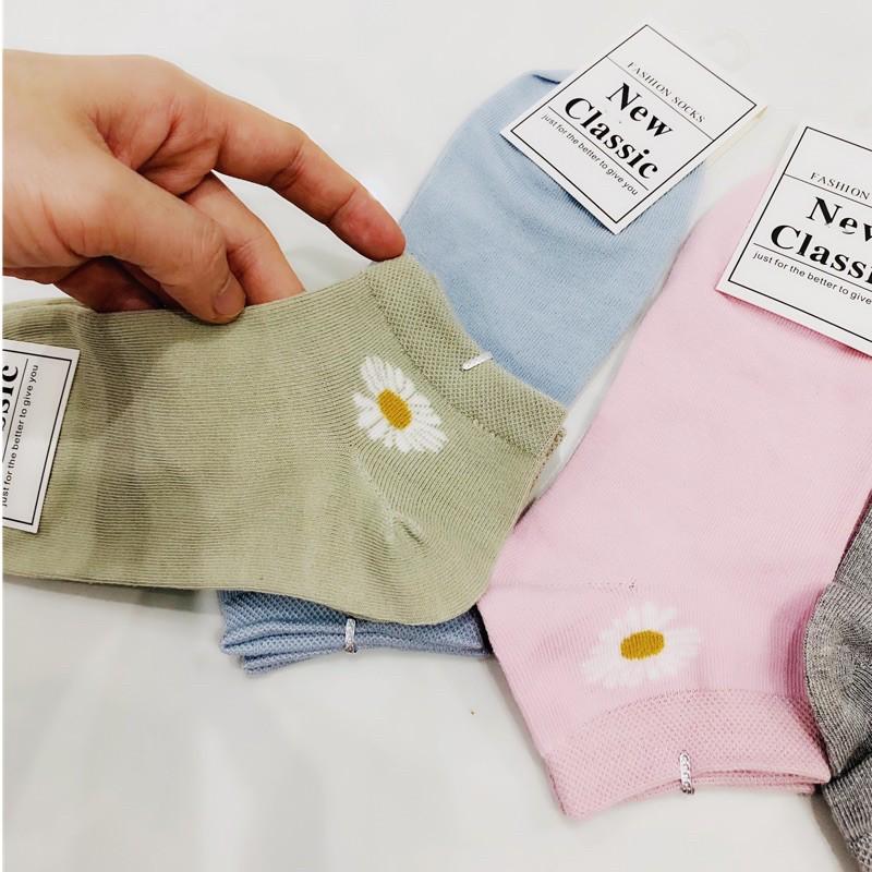 COMBO 3 Vớ Lười Nữ Cổ Ngắn Họa Tiết Hoa Cúc Trái Tim Xinh Xắn Vớ Giày Sneaker Bata Thể Thao Hàng Loại 1