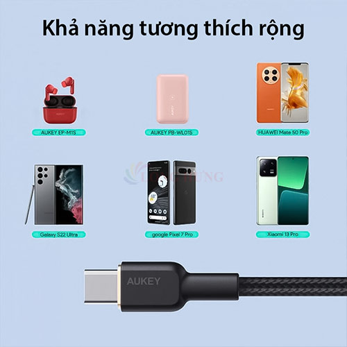 Cáp USB Type-C to Type-C Aukey Circlet CC 60W 1m CB-NCC1 - Hàng chính hãng