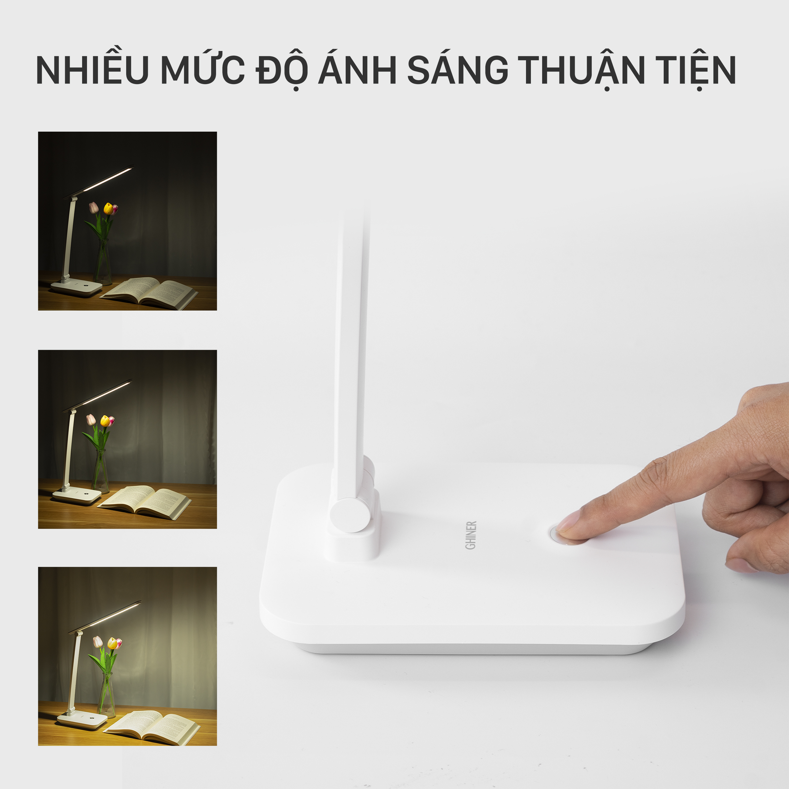 Hình ảnh Đèn Bàn Học LED Chống Cận GHINER GN-1902 (Pin 4500mAh)