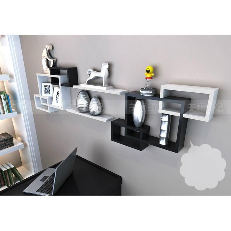 Kệ gỗ treo tường đẹp giá rẻ màu trắng đen