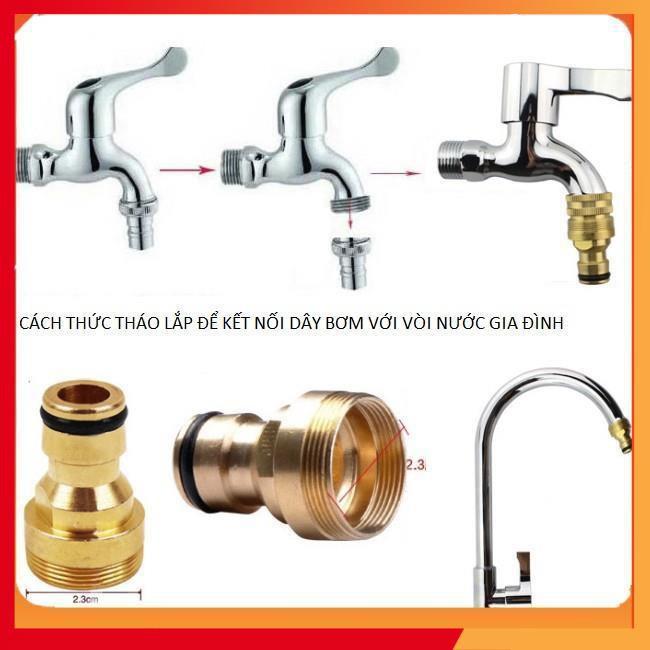Bộ dây vòi xịt nước rửa xe, tưới cây . tăng áp 3 lần, loại 3m, 5m 206587 cút sập,nối nhựa vàng+ tặng mở chai