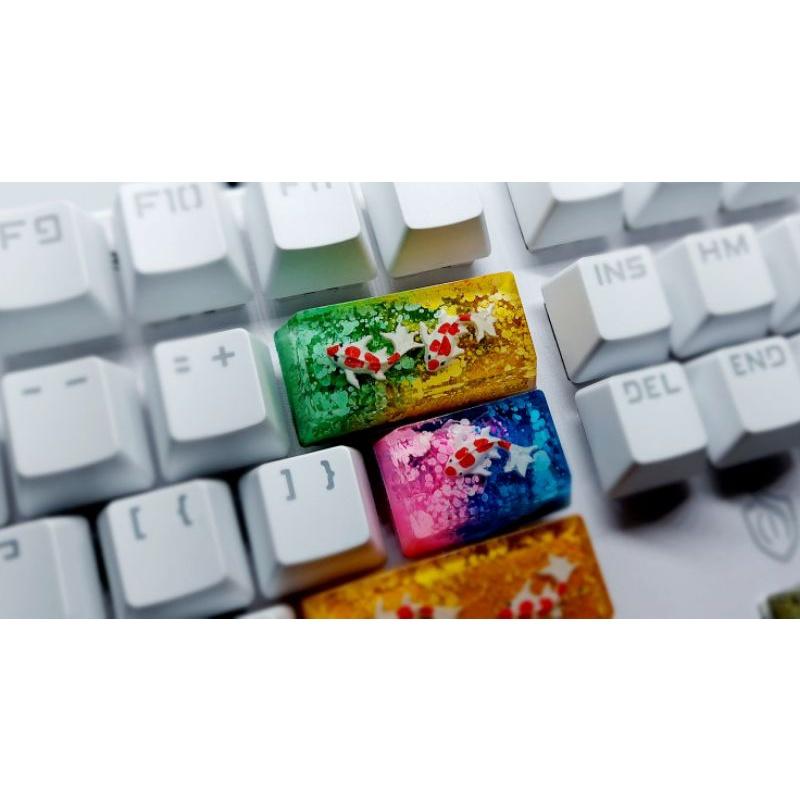 Keycap cá koi phím backspace tone lá vàng trang trí bàn phím cơ