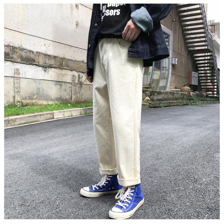 Quần Kaki Baggy Nam Nữ KAKI Ống Suông Unisex - Kiểu quần kaki đen và kem