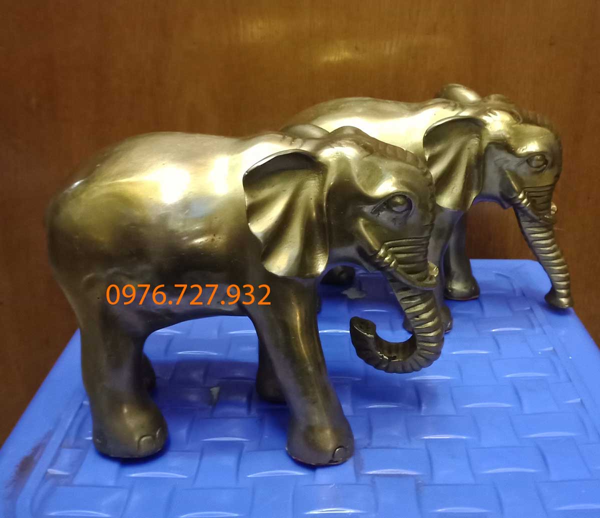 Tượng voi phong thủy bằng đồng cao 12cm, voi phong thủy, vật phẩm phong thủy