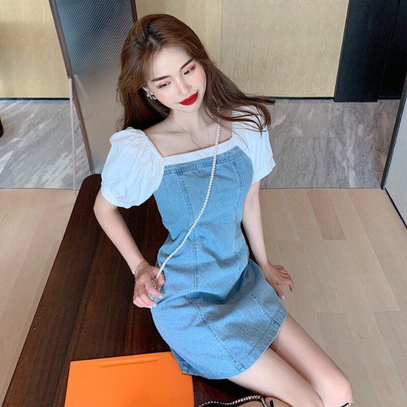 Đầm Denim Jeans nữ tình phong cách Hàn Quốc