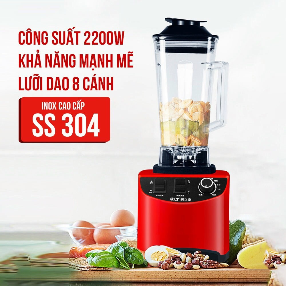 [Công suất mạnh]Máy xay sinh tố công nghiệp công suất mạnh 2200W xay được đá, tiêu, tỏi....cối nhựa 2L, màu ngẫu nhiên-Hàng nhập khẩu