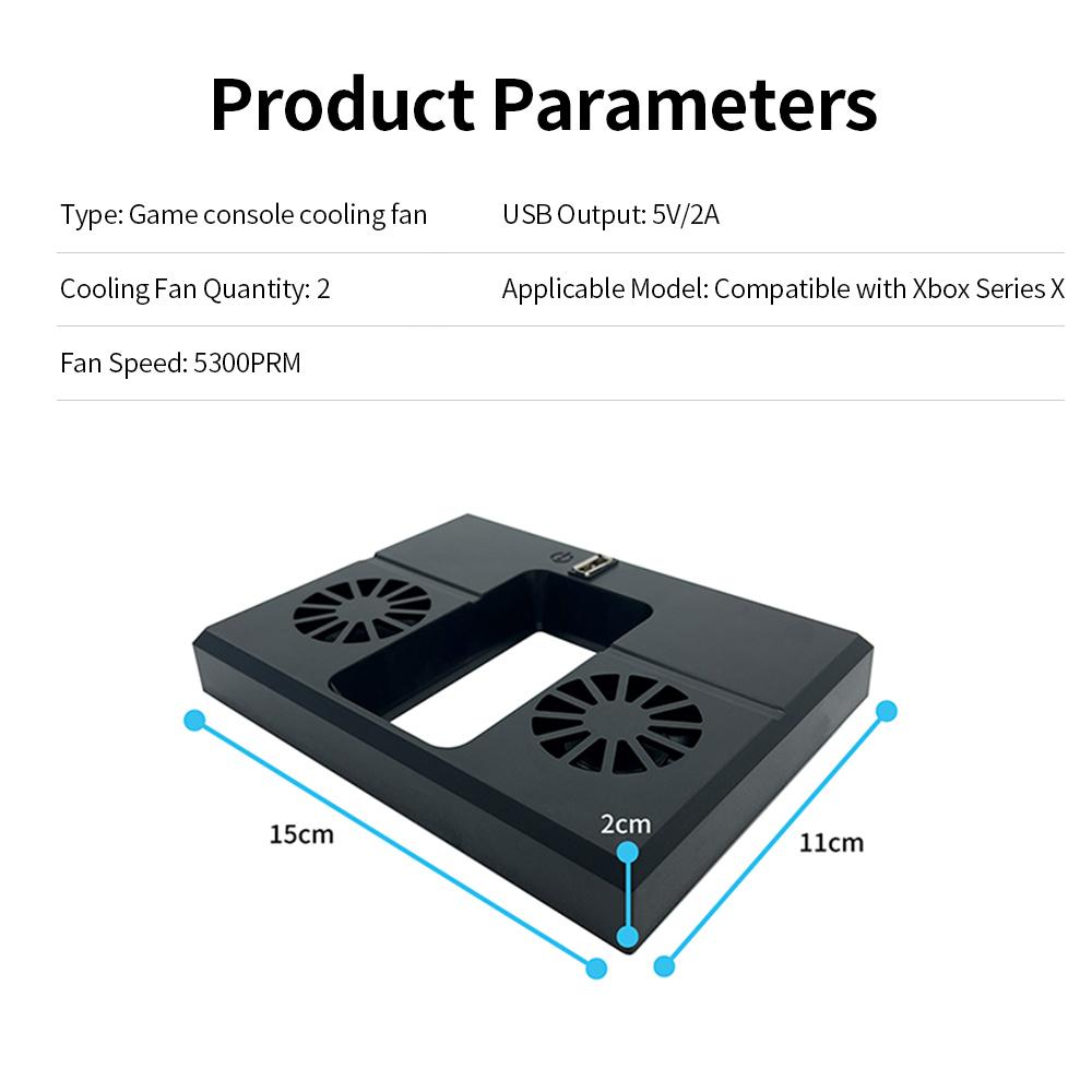 Game Console Cooling Fan with 2 High-speed Cooling Fans Touch Switch USB Interface Low Noise for Xbox Series X