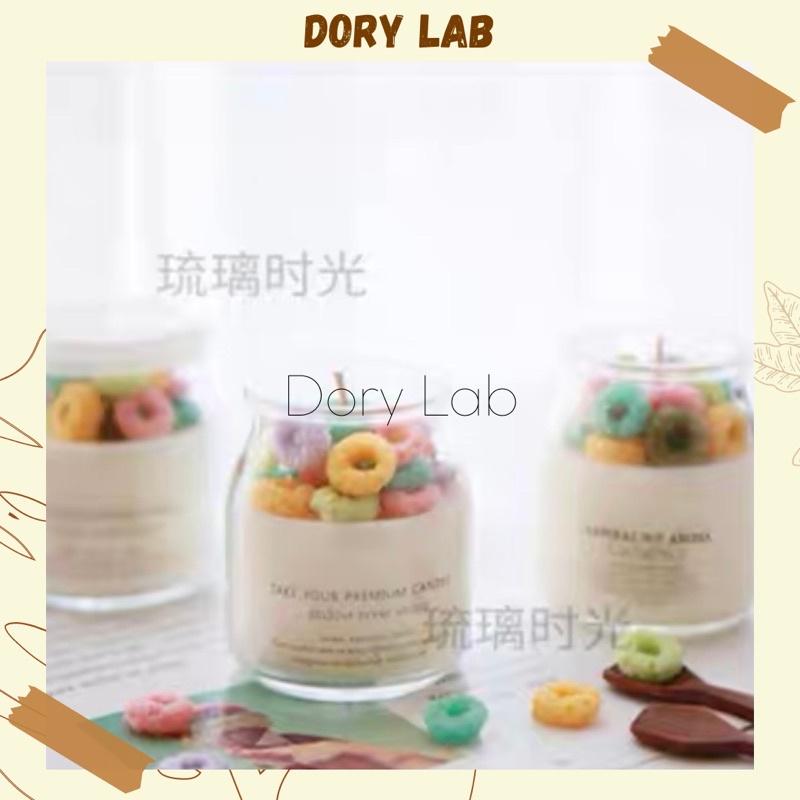 Nến Thơm Ly Sữa Chua Topping Kẹo Vòng Màu Sắc Handmade Không Khói, Phụ Kiện Decor - Dory Lab