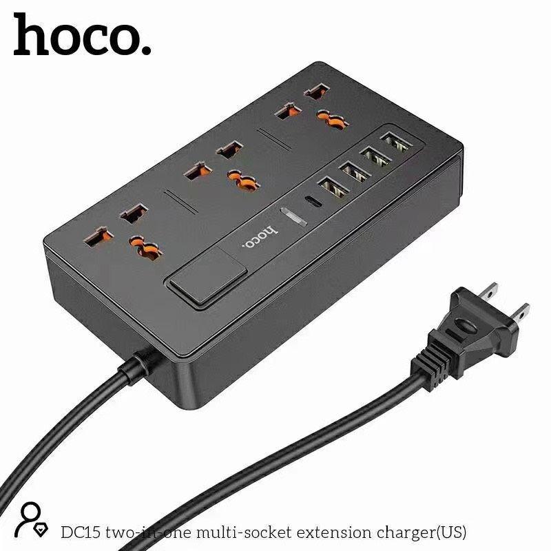 Ổ Cắm Điện Đa Năng Hoco DC15 - Sạc nhanh PD18W, QC18W Hỗ Trợ Cổng Type-C, AC & 4 Cổng USB Tiện Dụng - Hàng Chính Hãng