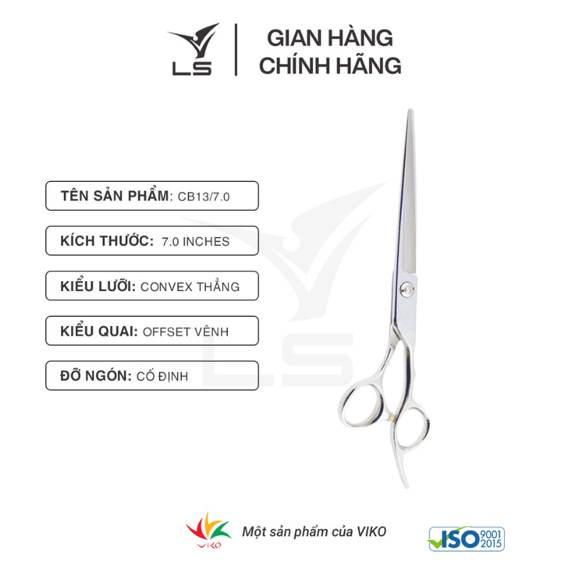 Kéo cắt tóc LS lưỡi thẳng quai offset vênh đỡ ngón cố định CB13/7.0