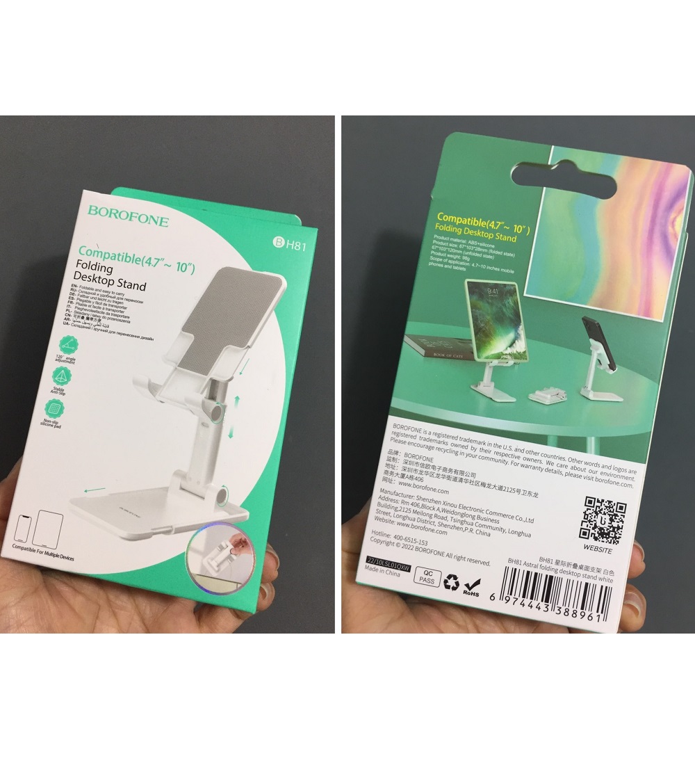 Giá đỡ mini đẻ bàn dạng xếp nhỏ gọn cho điện thoại máy tính bảng Borofone BH81 _ hàng chính hãng