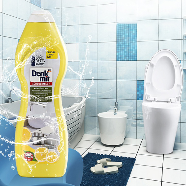 Kem tẩy nhà bếp đa năng Denkmit Schuermilch Đức 750ml dùng cho inox, sứ nhà bếp, nhà tắm