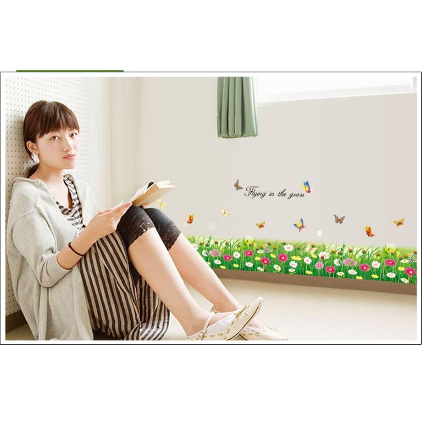 Decal trang trí chân tường - Cỏ lá bảng lớn nhí mẫu mới