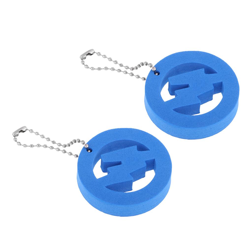 2x2 Pieces Round Buoy EVA Floating Keychain Keyring Water Key Float Blue