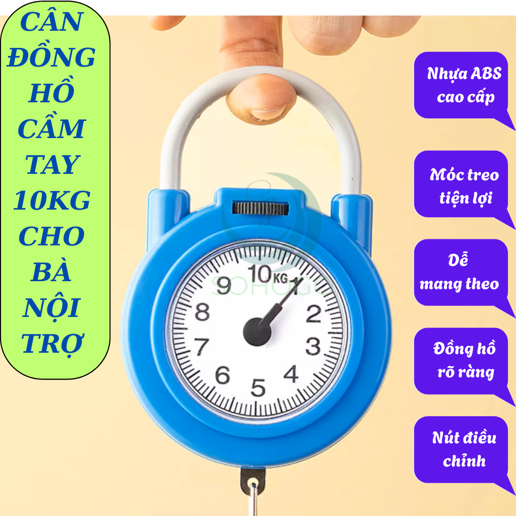 Cân móc lò xo mini đa năng -Cân treo cơ học cầm tay 10kg -Cân lò xo du lịch tiện lợi
