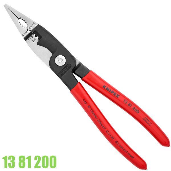 Kìm điện đa năng 8 inch, 6 trong 1 tuốt cắt bấm cos, KNIPEX 13 81 200 SB