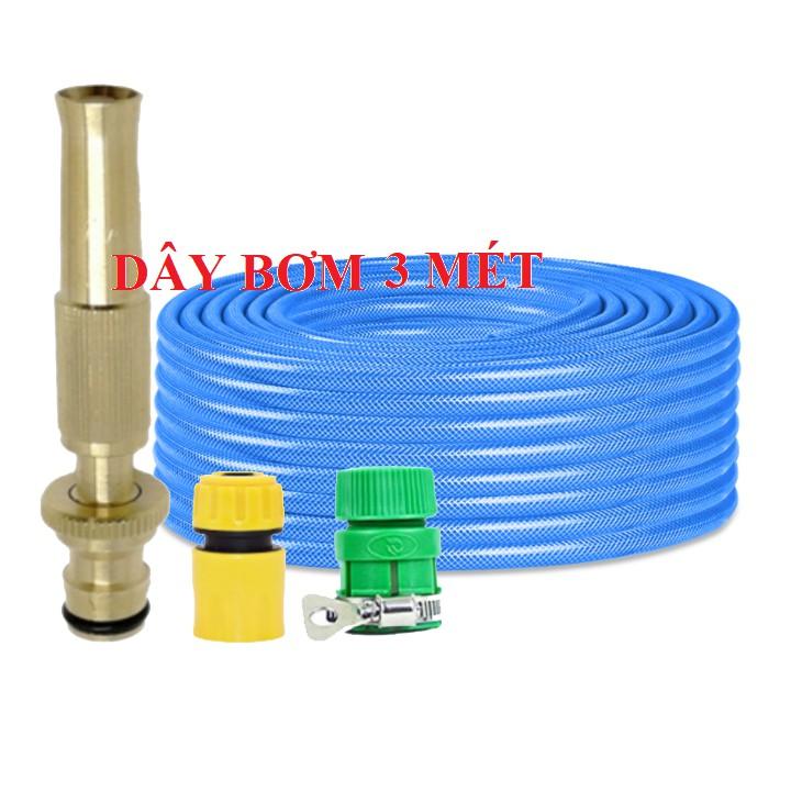 Bộ dây vòi xịt nước rửa xe, tưới cây . tăng áp 3 lần, loại 3m,5m 206587 cút sập,nối vàng+ tặng mở chai