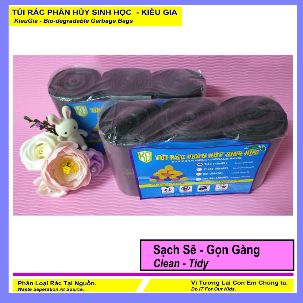 2 Kí Bao Rác Tự Hủy Sinh Học - Phân Hủy Sinh Học - Dạng Cuộn - 4 Size - MÀU VÀNG/ Set 2 Kilograms Of Bio-degradable Trash Bags - In Rolls - 4 Sizes - COLOR BLACK