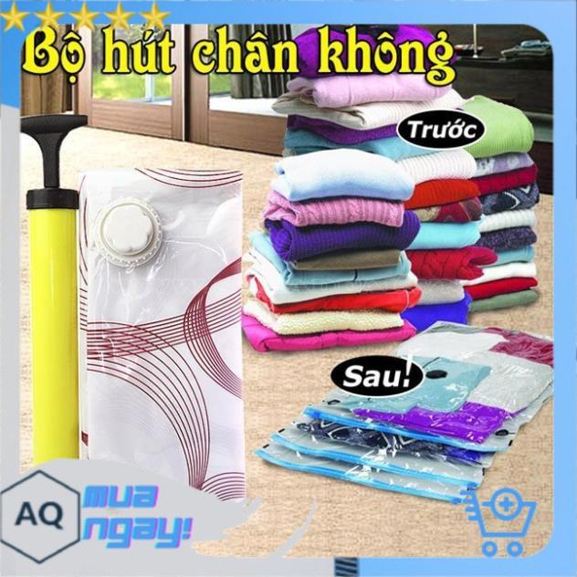 Combo 8 Túi Hút Chân Không, Túi Hút Chân Không Chăn Màn, Quần Áo Gấp Gọn, Kèm Bơm Hút Chân Không Siêu Tiện Dụng