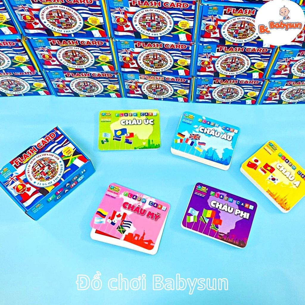 Bộ thẻ flashcard cờ các nước trên thế giới học thông minh cho bé song ngữ kèm hình ảnh sinh động 175 thẻ