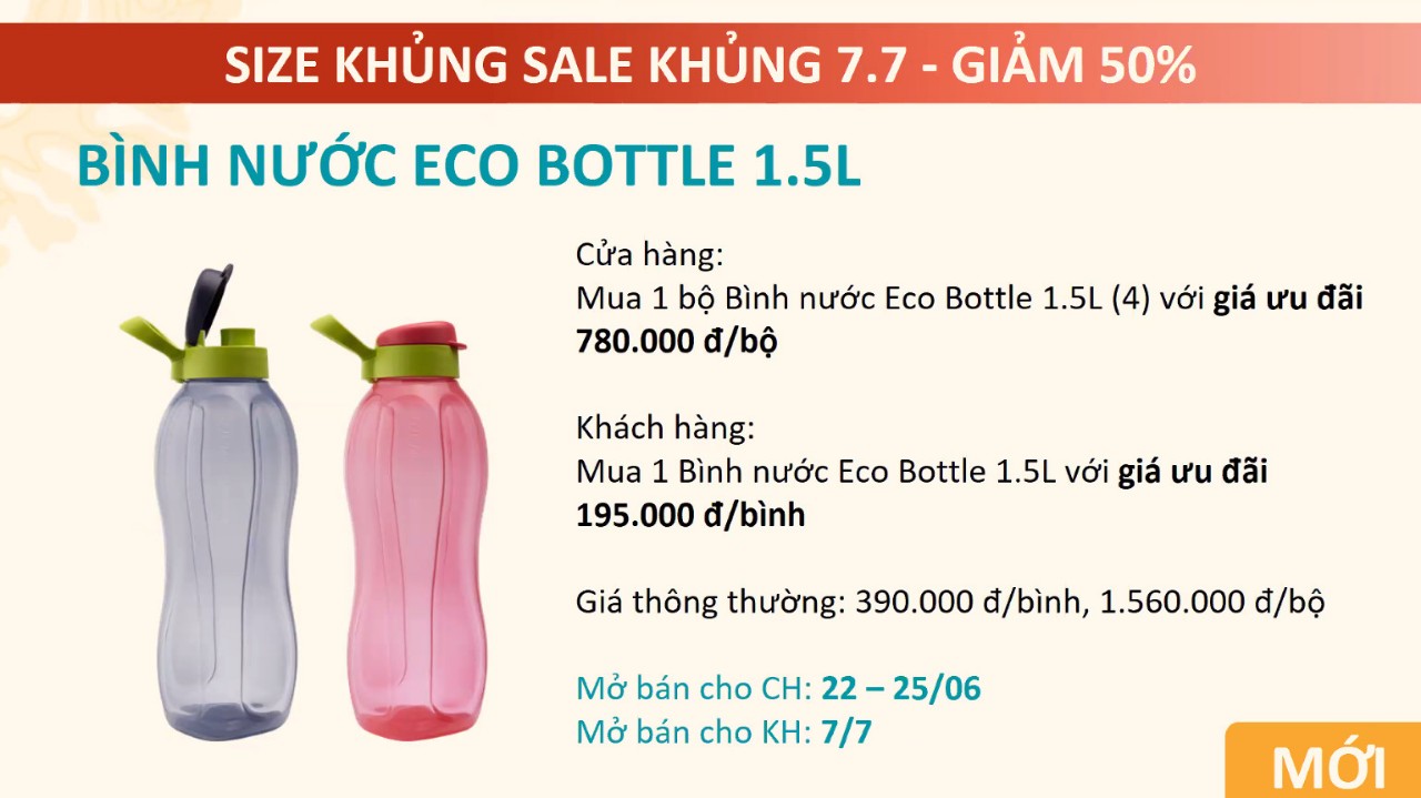 Bình Nước Tupperware Eco Bottle 1.5L - Hàng Chính Hãng