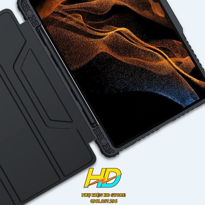 Bao Da Nillkin Bumper Dành Cho SamSung Galaxy Tab S7 Plus Chống Sốc Siêu Bền, Có Ngăn Đựng Bút, Có Nắp Trượt Bảo Vệ Camera - Hàng Chính Hãng