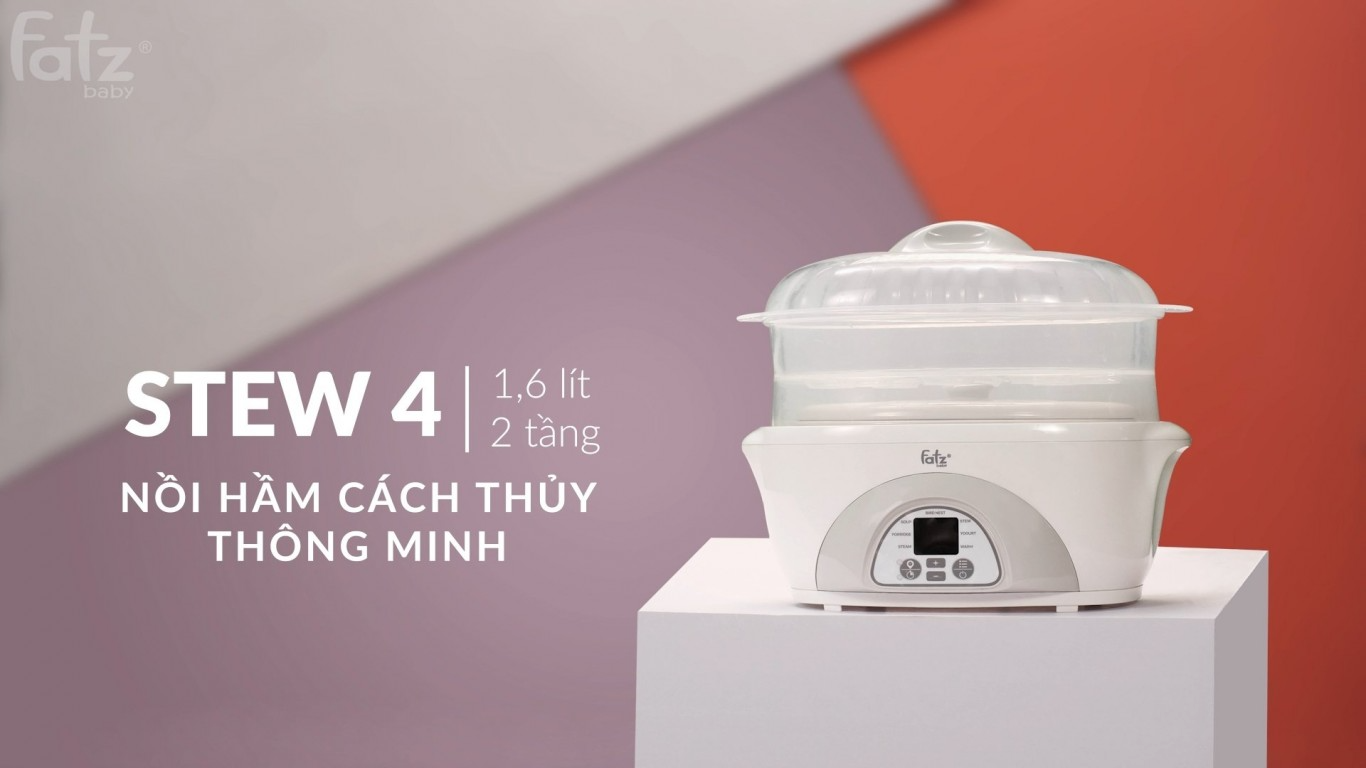 Nồi hấp cách thuỷ 2 tầng đa năng 2 tầng 1.6 lít (STEW 4) - hàng chính hãng