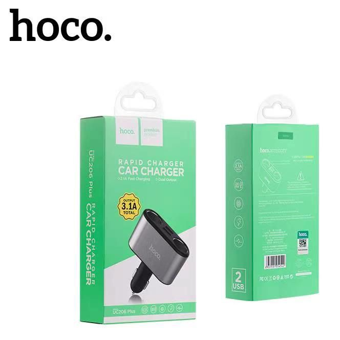 Tẩu sạc nhanh oto 4 cổng Hoco DF206 - cốc sạc 4 in 1 2 cổng usb 2 cổng chia trên ô tô xe hơi - hàng chính hãng