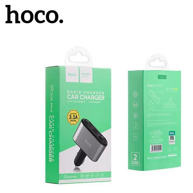 Tẩu sạc nhanh oto 4 cổng Hoco DF206  - cốc sạc 4 in 1 2 cổng usb 2 cổng chia trên ô tô xe hơi - hàng chính hãng