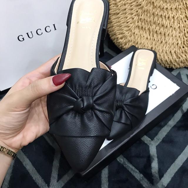 SALE Dép sục Nơ da mềm 1 cm