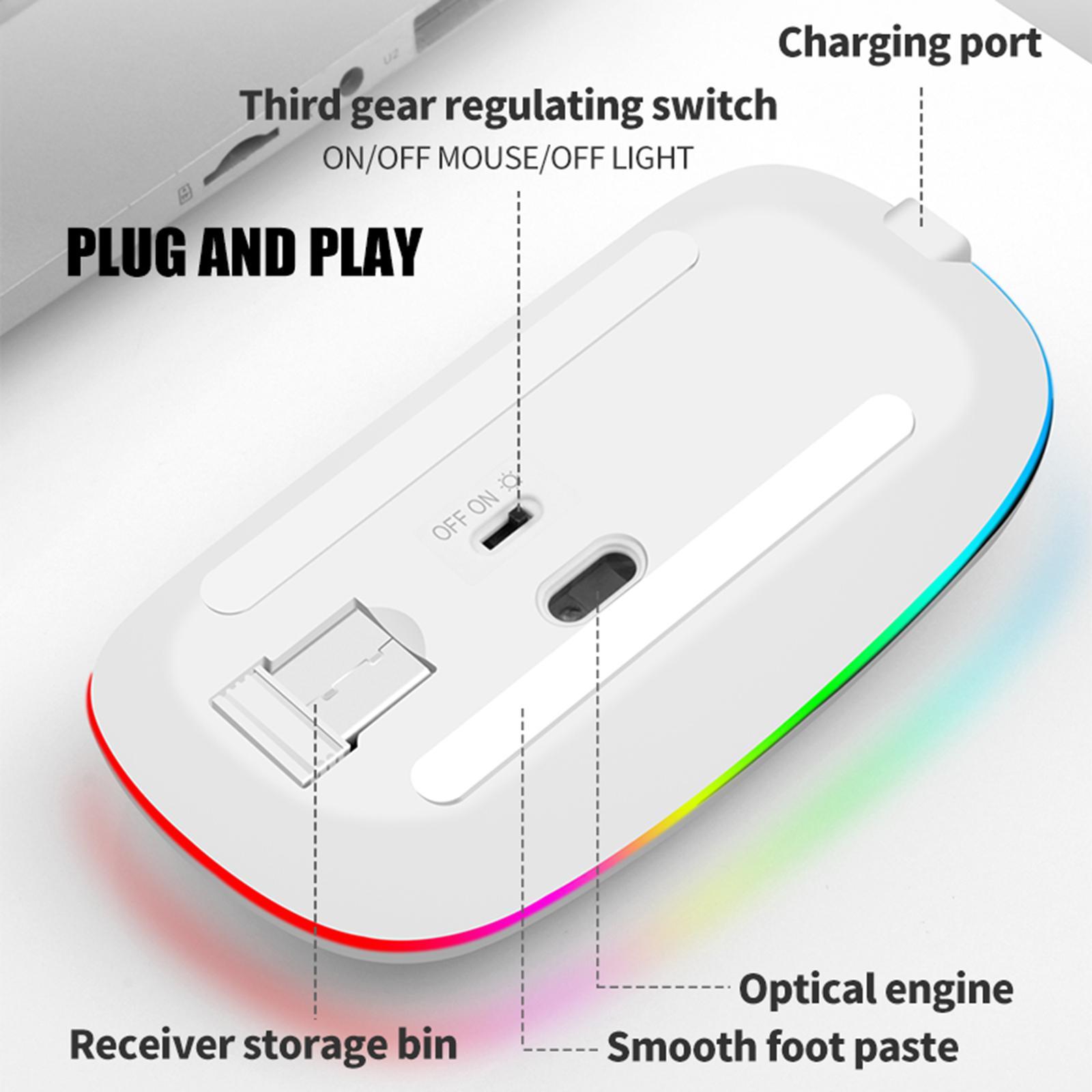 Tachiuwa LED Wireless Mouse Laptop PC 2.4G Mute Mice Gaming with Receiver