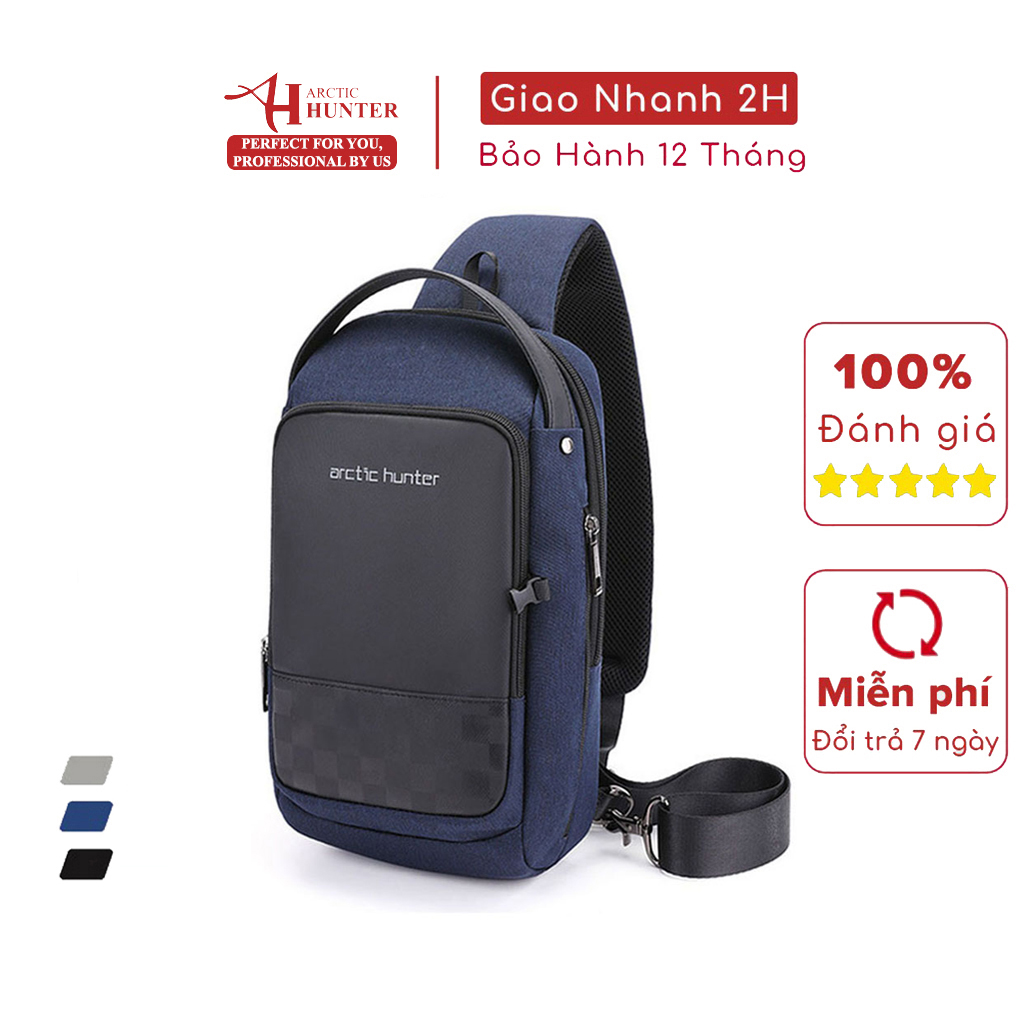 Túi đeo chéo Arctic Hunter XB00105 chất liệu Oxford chống thấm nước, unisex nam nữ,trang bị cổng sạc USB tiện dụng