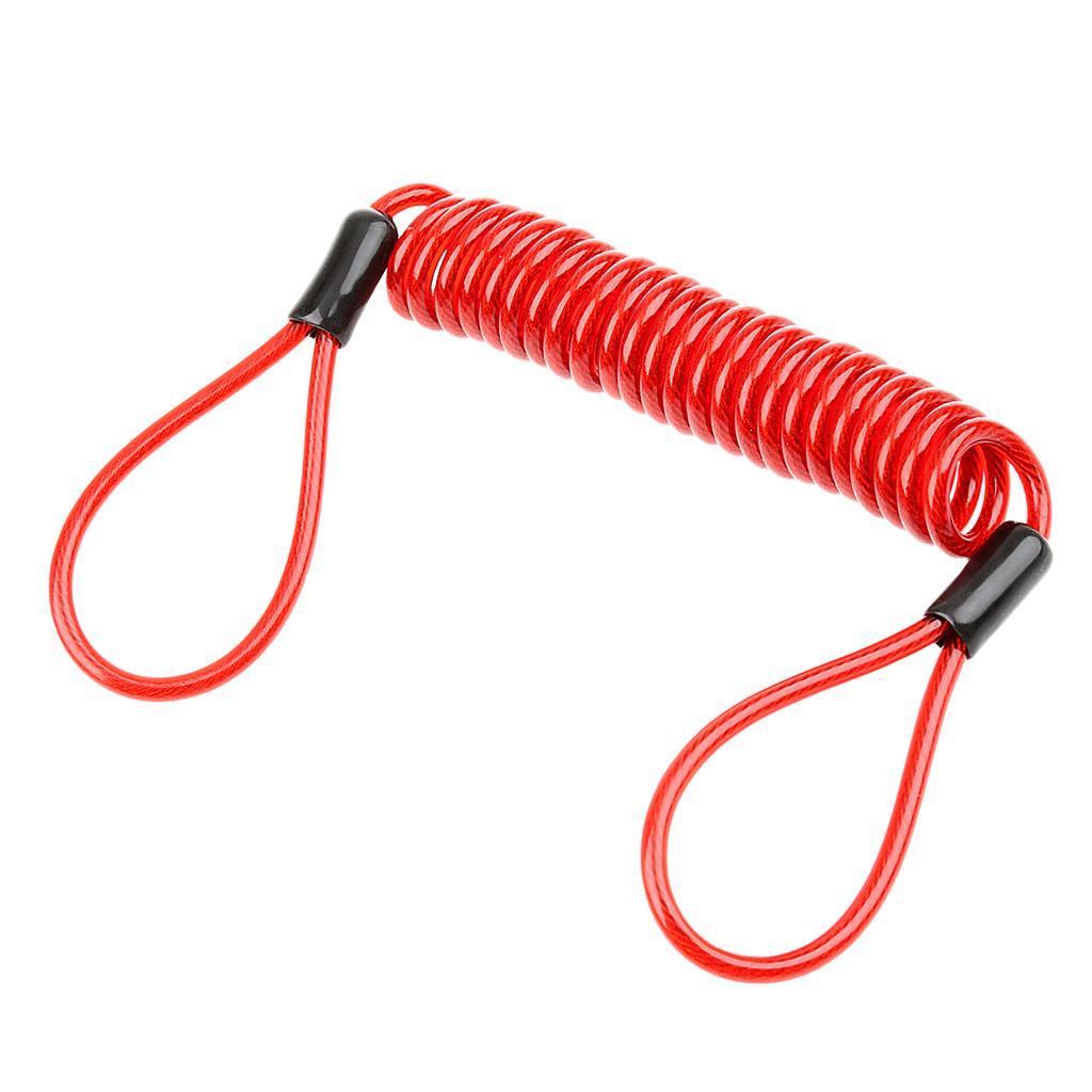 4xSteel Lanyard Spring Coil Wire Lock Safety Cable Lanyard Tether Red 1.5m