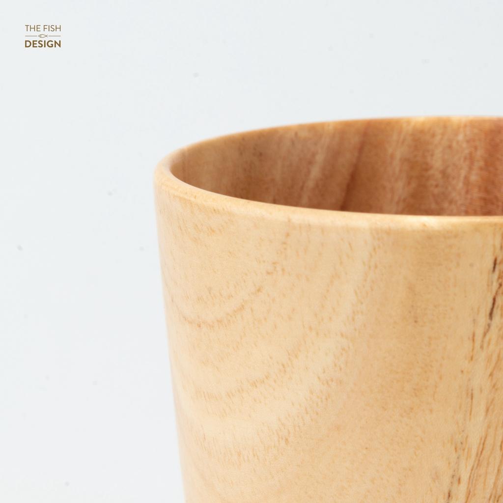 Cốc gỗ giữ nhiệt uống trà , cafe | THE FISH DESIGN size 350ml