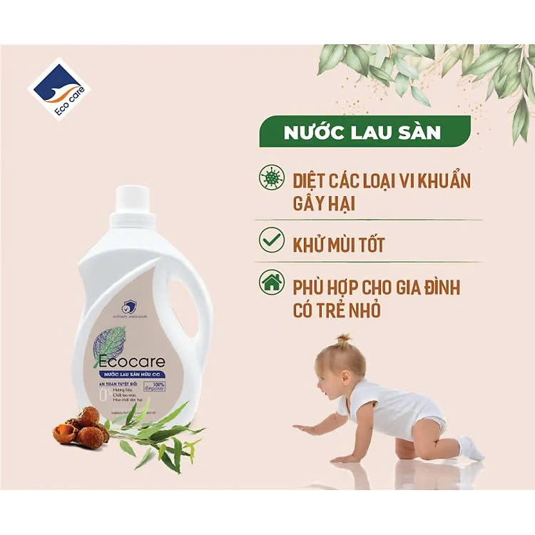 Nước Lau Sàn Hữu Cơ Bồ Hòn Ecocare Chai 2000ml