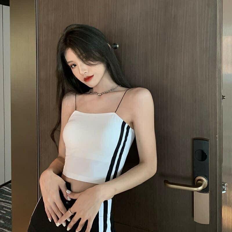 Áo Bra Đúc Su Hai Dây Phối Đen Trắng Siêu Xinh