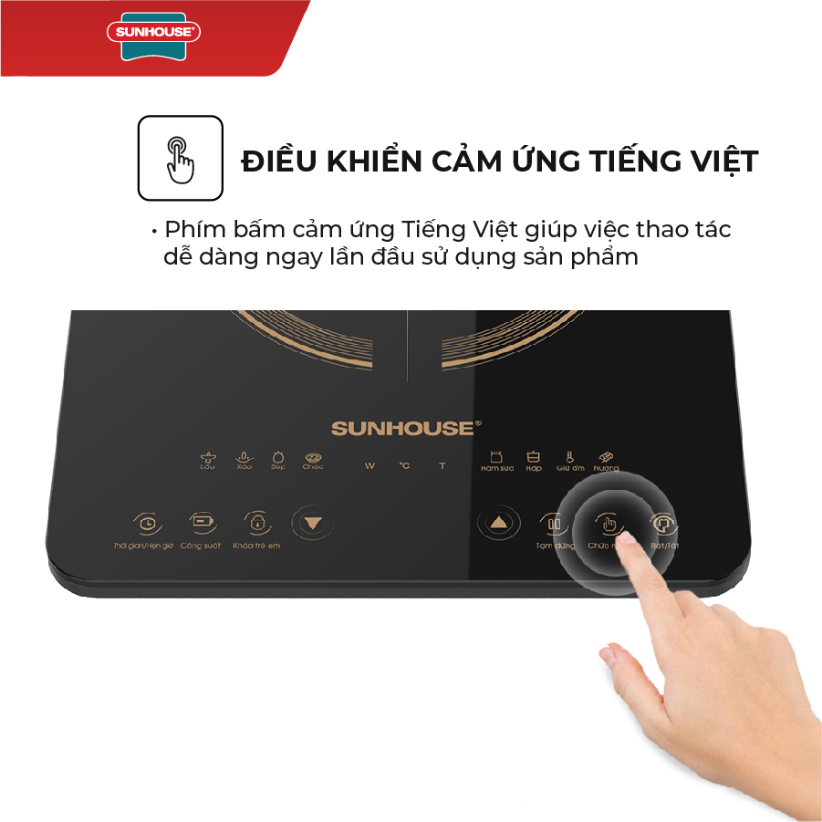 Bếp Từ Đơn Sunhouse SHD6803 (2000W) - Kèm Nồi Lẩu - Hàng Chính Hãng