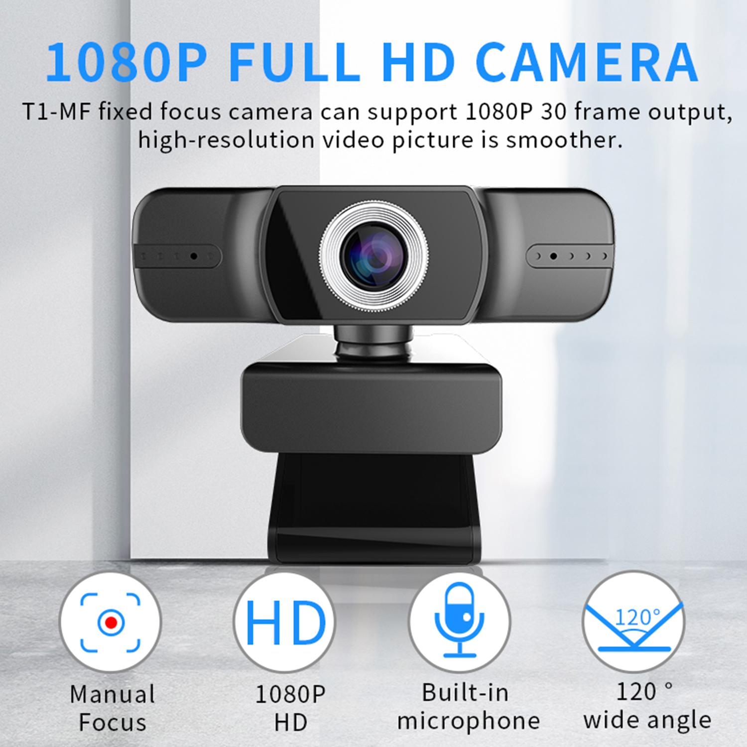 Camera USB HD 1080p cho máy tính có kẹp xoay linh hoạt , Góc nhìn rộng 120 độ, ứng dụng rộng rãi