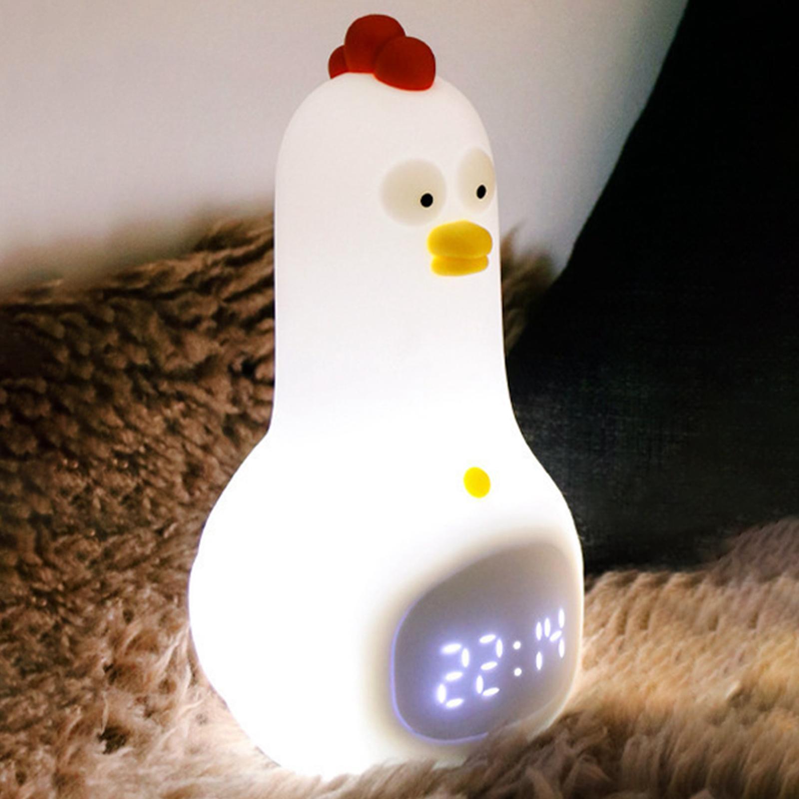 Chicken Silicone Night Light Electronic  Clock for Nursery Decoration
