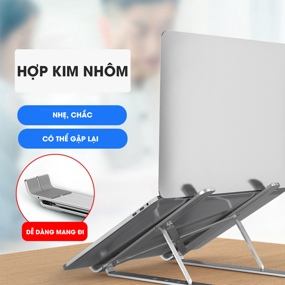 Đế tản nhiệt cho Laptop, Macbook - Giá đỡ, kệ đỡ, phụ kiện cao cấp cho Macbook, Laptop bằng hợp kim nhôm thông minh gấp gọn VINETTEAM - Hàng chính hãng