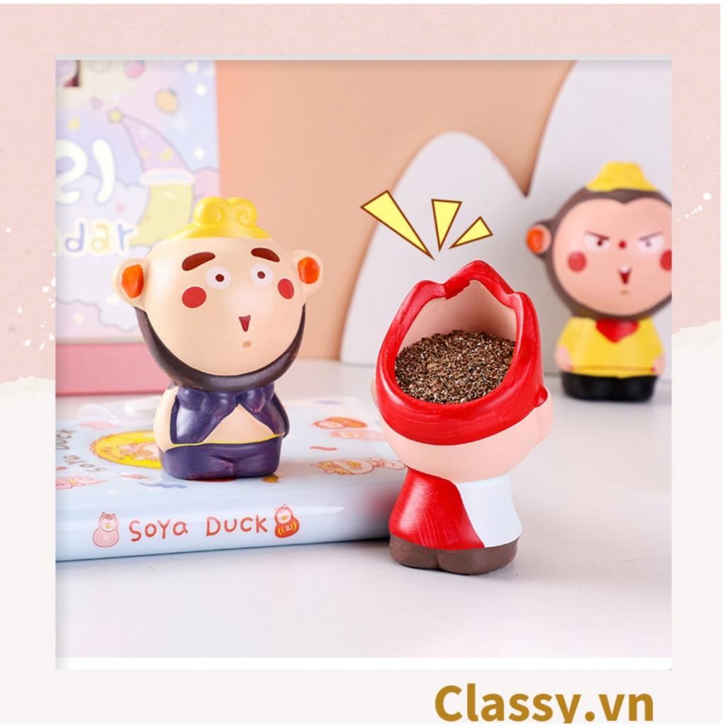 Chậu cây mini Classy hình thầy trò đường tăng siêu dễ thương, tặng kèm hạt mầm PK1567