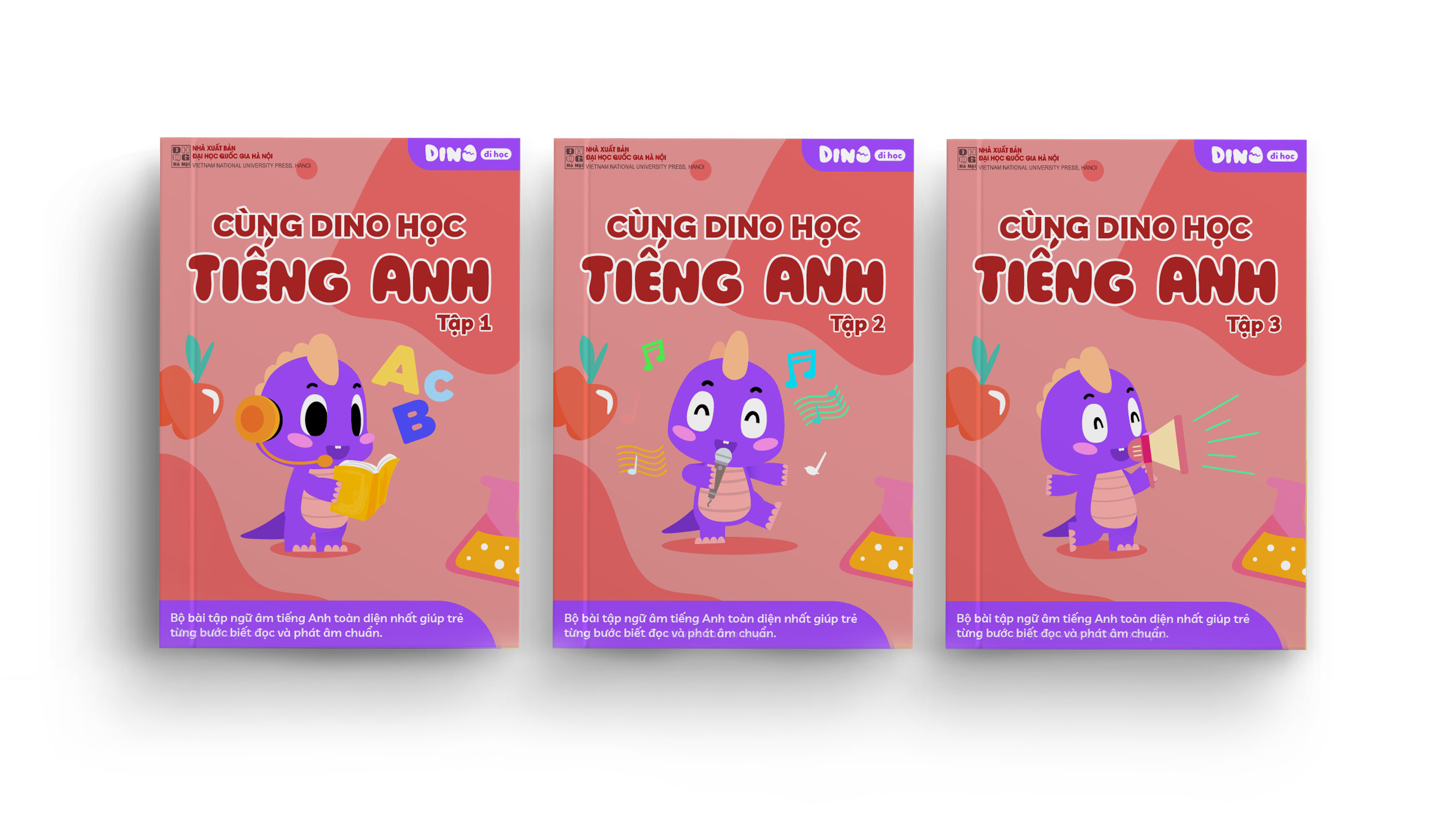 Sách bổ trợ Dino Đi Học - Cùng Dino học Tiếng Anh Tập 1, 2, 3 cho trẻ từ 3-6 tuổi